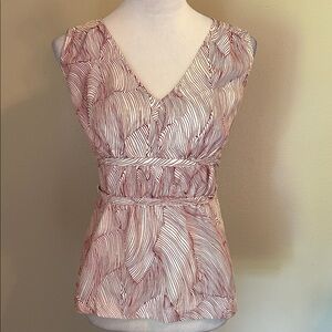 The Limited Chic V-Neck Red and White Silky Women's Blouse